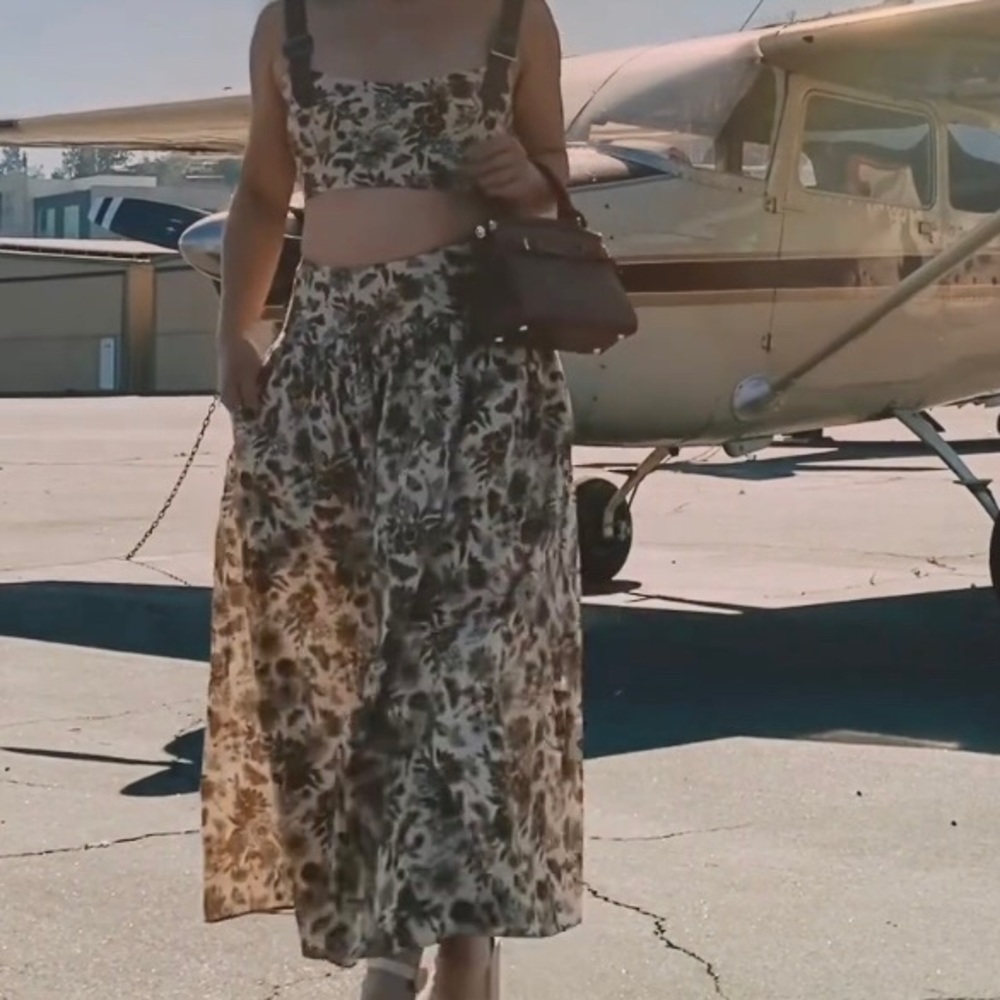 KIMBERLEY ANNE Wildflower Linen and Vegan Leather Crop Top
